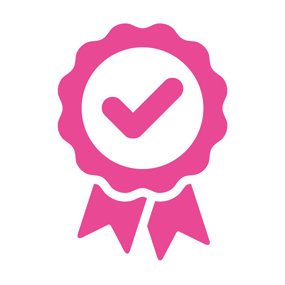 Graphic / icon of a rosette with a check / tick on it