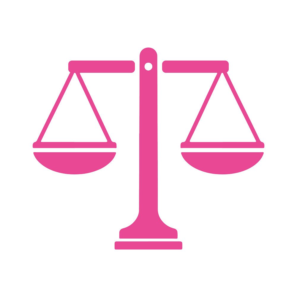 Graphic / icon of a set of scales (justice scales)