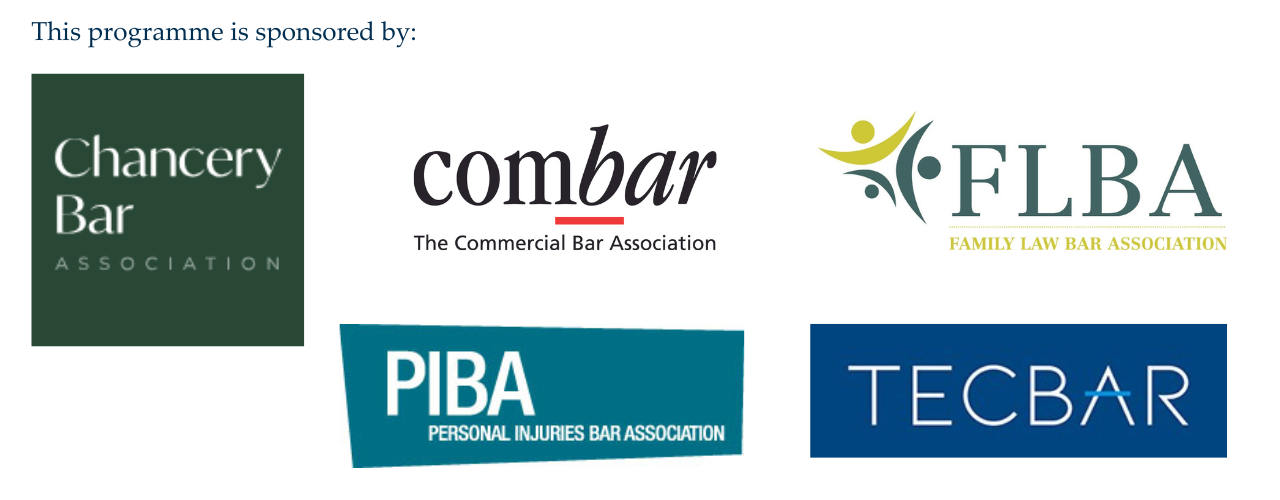 Logos of the sponsors of the 10,000 black interns programme: Chancery Bar, COMBAR, FLBA, PIBA and TECBAR